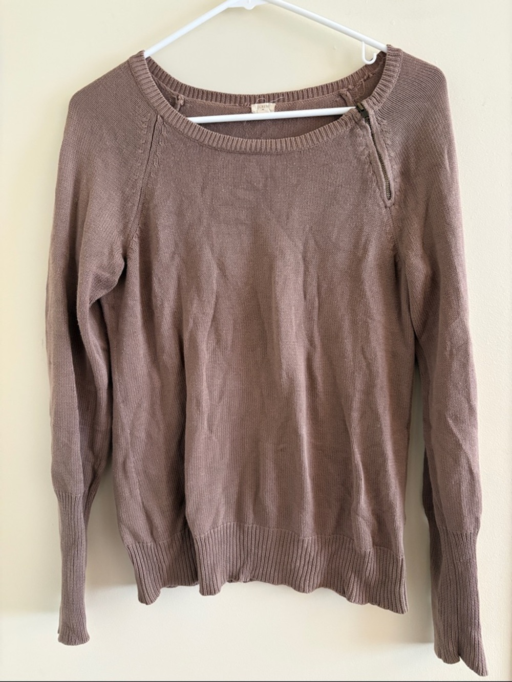 J. Crew Mauve-Brown Scoop Neck Crew Sweater